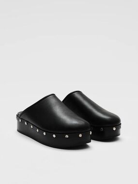 CO Black Platform Studded Mule Clogs size US 7